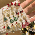 Light Luxury Faux Pearl Rhinestone Christmas Tree Snowflake Stud Earrings With Silver Posts view 1