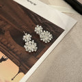 Elegant Snowflake Drop Earrings With Micro Pave Rhinestones Faux Pearl Alloy Silver Needle Earrings view 4