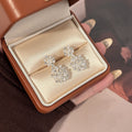 Elegant Snowflake Drop Earrings With Micro Pave Rhinestones Faux Pearl Alloy Silver Needle Earrings view 3