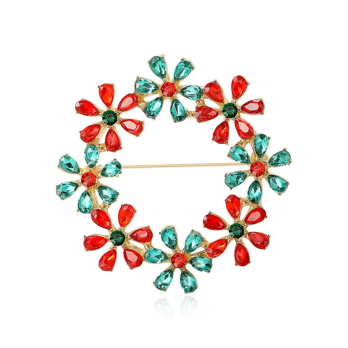 Alloy Rhinestone Floral Wreath Brooch Pin For Women's Clothing Decoration