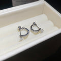 Korean U Shape Zircon Copper Stud Earrings With Silver Posts Minimalist Light Luxury Jewelry view 2