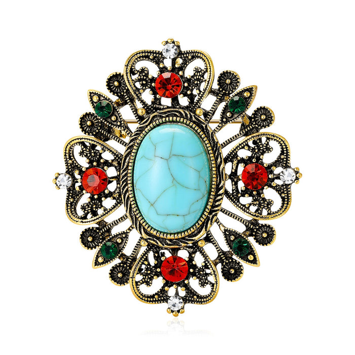 Alloy Pearl Baroque Flower Brooch Pin For Elegant Apparel Decoration