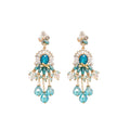 Court Style Faux Pearl Flower Tassel Drop Earrings With Silver Needle Geometric Design view 5