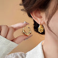 18K Gold Plated Copper V Shape Crinkled Geometric Ear Cuff Earrings For Daily Wear view 2