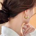18K Gold Plated Copper V Shape Crinkled Geometric Ear Cuff Earrings For Daily Wear view 4