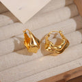 18K Gold Plated Copper V Shape Crinkled Geometric Ear Cuff Earrings For Daily Wear view 3