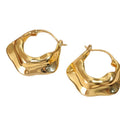 18K Gold Plated Copper V Shape Crinkled Geometric Ear Cuff Earrings For Daily Wear view 5