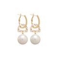 Light Luxury Letter D Faux Pearl Zircon Stud Earrings With Silver Needle Elegant Round Ear Jewelry view 5