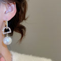 Light Luxury Letter D Faux Pearl Zircon Stud Earrings With Silver Needle Elegant Round Ear Jewelry view 4