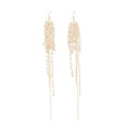 French Style Faux Crystal Beaded Tassel Drop Earrings, Vintage Elegant Round Geometric Jewelry view 5