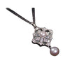 Light Luxury Copper Zircon Flower Pearl Sweater Necklace Elegant Rhombus Pendant Jewelry view 5