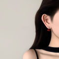 14K Gold Plated Copper Oval Zircon Stud Earrings With Silver Pins, Vintage Light Luxury Jewelry view 4