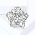Alloy Rhinestone Hollow Flower Brooch Pin For Suits And Coats view 2