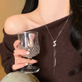 Light Luxury Copper Zircon Twisted Letter S Pendant Sweater Necklace For Women view 3