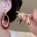 Alloy Geometric Oval Pearl Rhinestone Drip Oil Stud Earrings Jewelry Set For Women view 4
