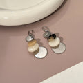 Elegant Tortoise Acrylic Shell Round Disc Layered Tassel Drop Dangle Fashion Jewelry Earrings view 2
