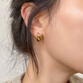 Coffee Brown Resin Letter X Stud Earrings, Light Luxury Retro Maillard Style For Women view 4