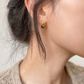 Coffee Brown Resin Letter X Stud Earrings, Light Luxury Retro Maillard Style For Women view 2