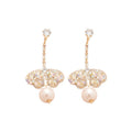 Elegant Butterfly Rhinestone Faux Pearl Drop Earrings With Silver Pins Light Luxury Court Style view 5