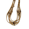 18K Gold Plated Tiger Eye Beaded Sweater Necklace, Vintage Old Money Round Geometric Design view 5
