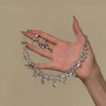 Alloy Rhinestone Teardrop Pendant Necklace And Stud Earrings Jewelry Set For Women view 2