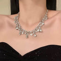 Alloy Rhinestone Teardrop Pendant Necklace And Stud Earrings Jewelry Set For Women view 3