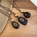 Resin Tiger Eye Oval Pendant Sweater Necklace For Women, Maillard Vintage Light Luxury Choker view 4