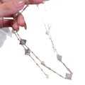 Vintage Old Money Faux Pearl Rhinestone Diamond Flower Sweater Necklace view 5