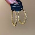 Iron Metal Twisted Texture Round Hoop Earrings For Women Minimalist Everyday Fashion Jewelry view 4