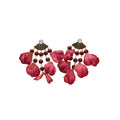 Light Luxury Faux Crystal Fabric Petal Tassel Drop Earrings With Silver Needle Posts view 5