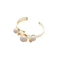 French Style Multi Layer Hollow Pearl Open Bangle Elegant Minimalist Round Cuff Bracelet For Women view 5