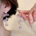 Korean Sweet OL Artificial Crystal Heart Flower Butterfly Stud Earring Jewelry Set view 4