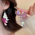 Korean Sweet OL Artificial Crystal Heart Flower Butterfly Stud Earring Jewelry Set view 2