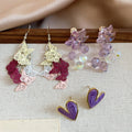 Korean Sweet OL Artificial Crystal Heart Flower Butterfly Stud Earring Jewelry Set view 3