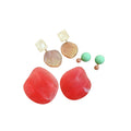 Minimalist Resin Round Irregular Stud Earrings Jewelry Set With Silver Needle Geometric Design view 5