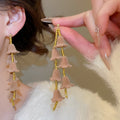Light Luxury Artificial Crystal Flocked Flower Drop Earrings With Silver Post Vintage Elegant Style view 3
