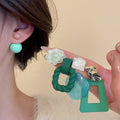 Acrylic Enamel Floral Petal Stud Earrings Jewelry Set With Silver Pins European Light Luxury Design view 3