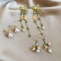 Light Luxury Faux Pearl Zircon Flower Butterfly Stud Earrings Jewelry Set For Women view 1