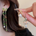 Light Luxury Faux Pearl Zircon Flower Butterfly Stud Earrings Jewelry Set For Women view 2