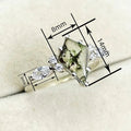 Chinese Vintage Irregular Quadrilateral Ring For Women, Micro Paved Faux Natural Stone Jewelry view 4