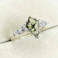 Chinese Vintage Irregular Quadrilateral Ring For Women, Micro Paved Faux Natural Stone Jewelry view 2