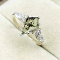 Chinese Vintage Irregular Quadrilateral Ring For Women, Micro Paved Faux Natural Stone Jewelry view 3