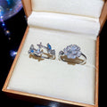 Gold Plated Zircon Flower French Style Open Ring For Women view 2