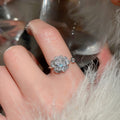 Gold Plated Zircon Flower French Style Open Ring For Women view 3