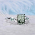 Light Luxury New Chinese Style Square Geometric Ring For Women Faux Jade Marble Qipao Accessory view 2
