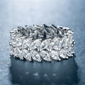Fashion Marquise Cut Full Pave Geometric Ring For Women Minimalist Light Luxury Jewelry view 2