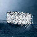 Fashion Marquise Cut Full Pave Geometric Ring For Women Minimalist Light Luxury Jewelry view 4