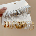 Iron Twisted Geometric Pearl Stud Earrings Jewelry Set, Minimalist Light Luxury Style view 1