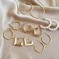 Iron Twisted Geometric Pearl Stud Earrings Jewelry Set, Minimalist Light Luxury Style view 3