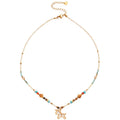 New Chinese Style Stone Beaded Horse Pendant Necklace For Women, Light Luxury Ethnic Collarbone Jewelry view 5